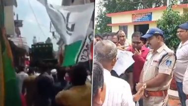 Madhya Pradesh: Bajrang Dal, VHP Stage Protests After Viral Video Reportedly Shows ‘Sar Tan Se Juda’ Slogans Being Raised During Milad-Un-Nabi Procession in Jabalpur